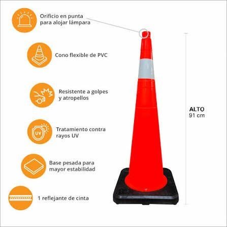 Cono Vial 91 Cm Con Reflejante