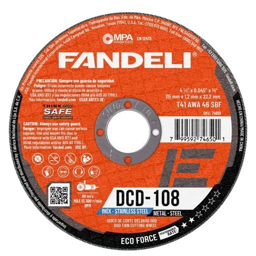 Disco Corte Fandeli 4-1/2 Metal-inoxidable Dcd-108