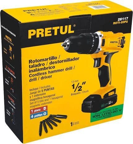 Roto martillo inalambrico 1/2",20V Pretul